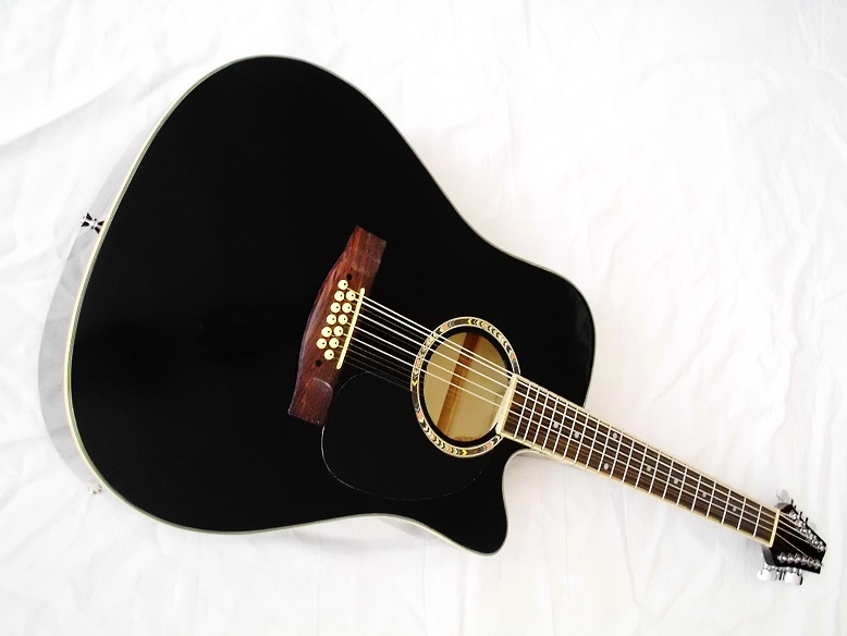 WESTERNOVÁ 12ti STRUNNÁ KYTARA Dreadnought MSA s EQ CW1200 ČERNÁ