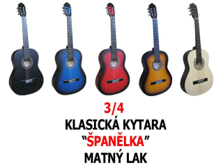3/4 KLASICKÁ KYTARA ŠPANĚLKA MATNÝ LAK